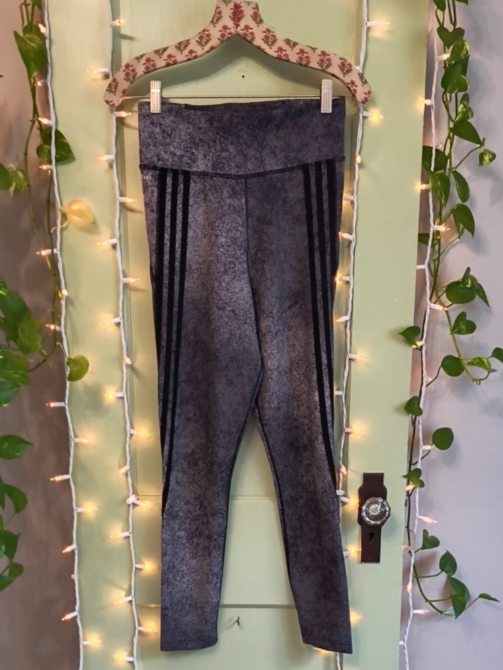 Women's Adidas Feel Brilliant 7/8 Grey Black White Speckle Trainer Legging S